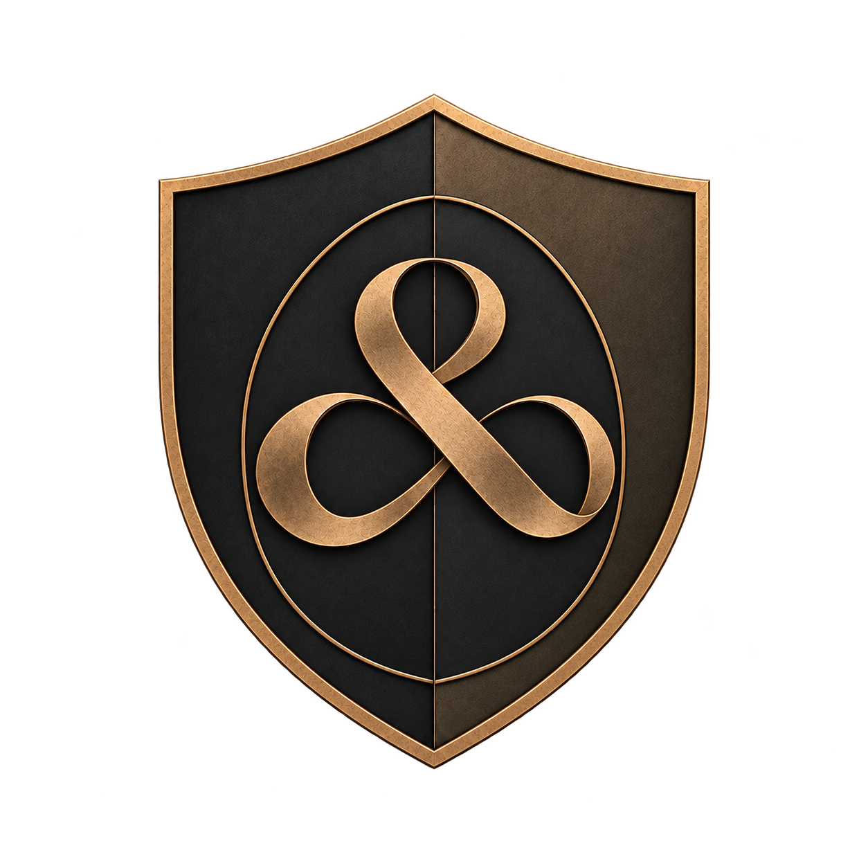 Wappenschild von Welles & Welles mit einem verbundenen Ampersand- und Unendlichkeitszeichen
